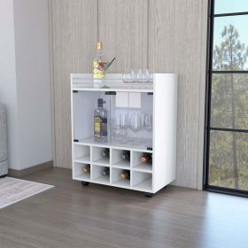 Bradley White 8-Bottle Rack Bar Cart