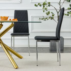 Grid Shaped Armless High Back Dining Chair,2-Piece Set, Office Chair. Applicable to Dining Room, Living Room