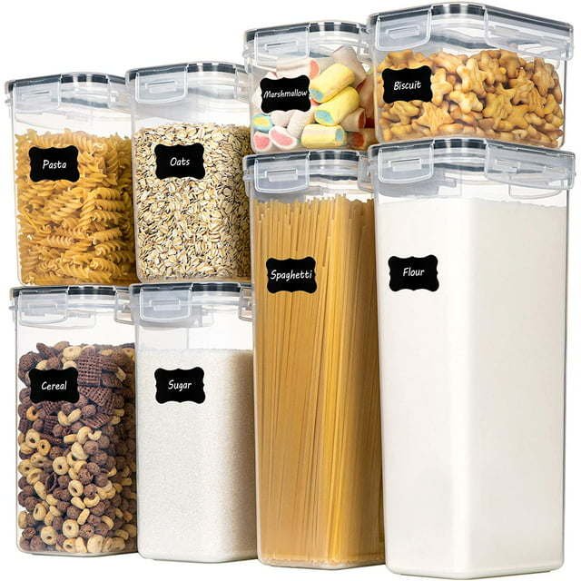 Food Storage Containers Set, Kitchen Pantry Organization and Storage with Easy Lock Lids, 8 Pieces Food Storage Containers Set, Kitchen Pantry Organization and Storage with Easy Lock Lids, 8 Pieces