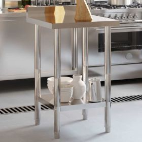 Kitchen Work Table with Backsplash 21.7"x21.7"x36.6" Stainless Steel