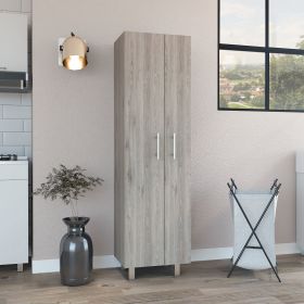 Nala Cleaning Cabinet, Double Door Cabinet, Four Legs, Five Shelves -Light Gray / White