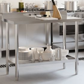 Kitchen Work Table with Backsplash 43.3"x21.7"x36.6" Stainless Steel (SKU: 376458)