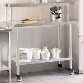 Kitchen Work Table with Overshelf 43.3"x21.7"x47.2" Stainless Steel (SKU: 3208901)