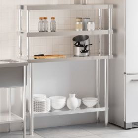 Kitchen Work Table with Overshelf 43.3"x11.8"x59.1" Stainless Steel (SKU: 3208902)