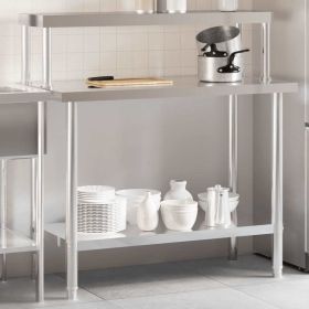 Kitchen Work Table with Overshelf 43.3"x21.7"x47.2" Stainless Steel (SKU: 3208899)