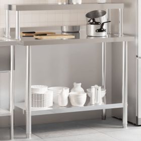 Kitchen Work Table with Overshelf 43.3"x21.7"x47.2" Stainless Steel (SKU: 3208896)